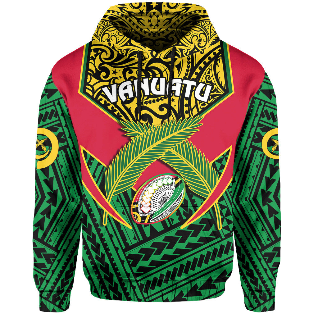 Custom Personalised Vanuatu Rugby Hoodie Coat Of Arms Polynesian Pattern LT14