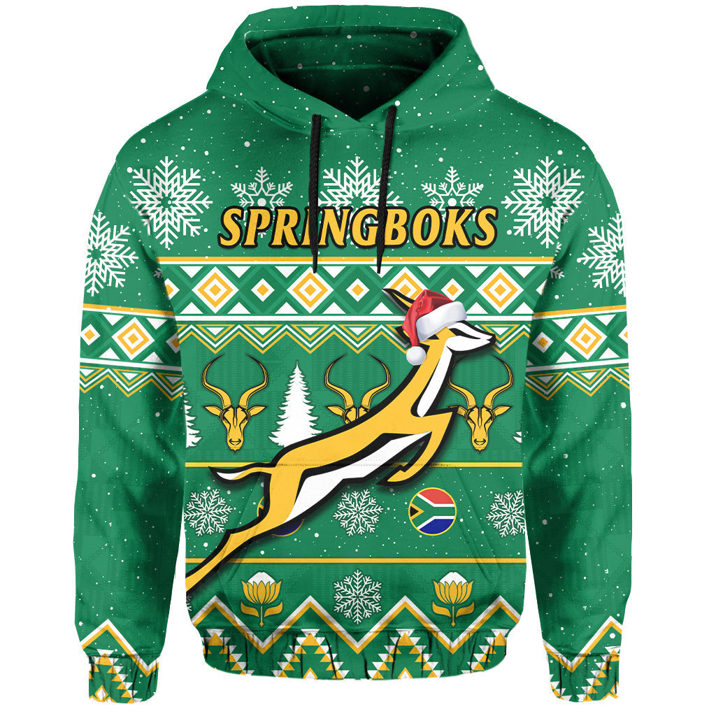 Custom South Africa Rugby Christmas Hoodie Springboks Proud Geseende Kersfees LT14