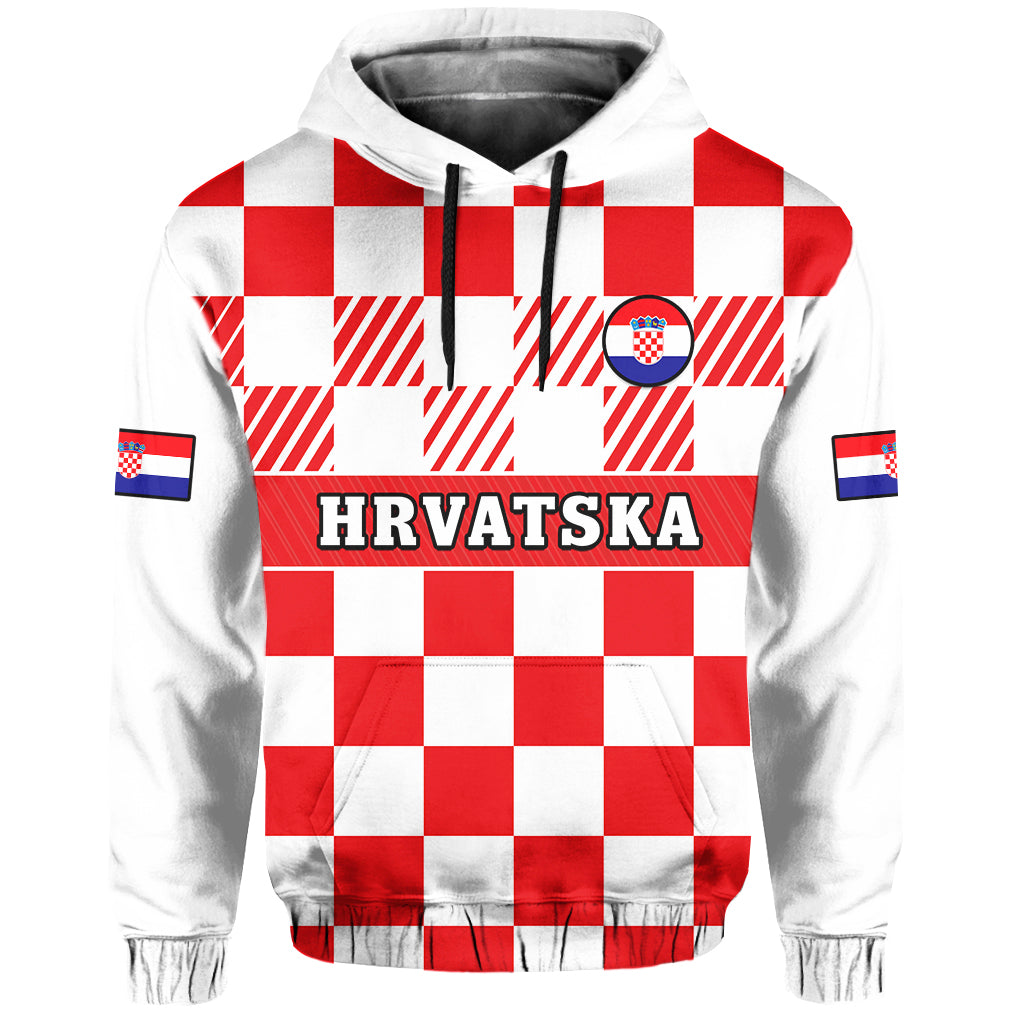Custom Croatia Football Hoodie Hrvatska Checkerboard Red Version LT14