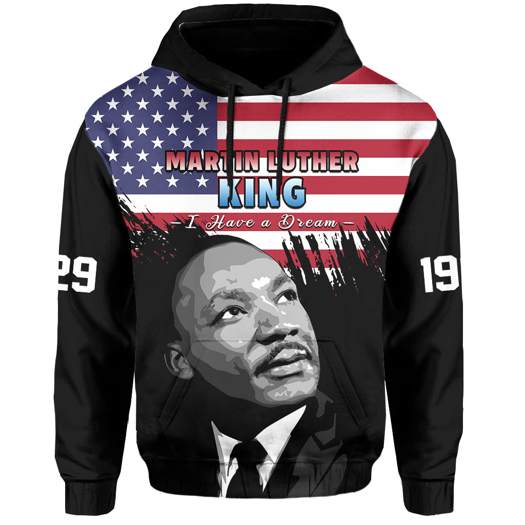 Custom United States Hoodie United States Happy MLK Day Flag Grunge Style LT14