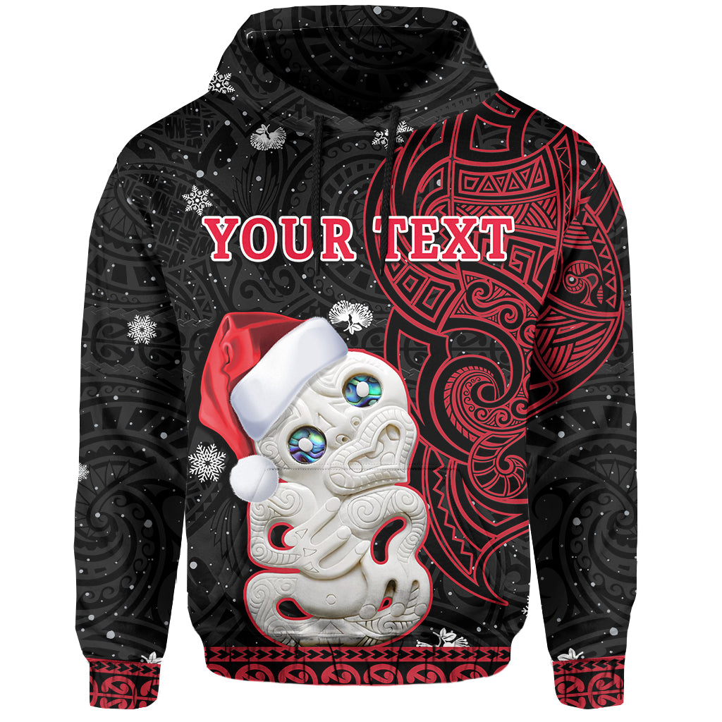 Custom Personalised New Zealand Christmas Hoodie Hei Tiki Red Pohutukawa Meri Kirihimete LT14