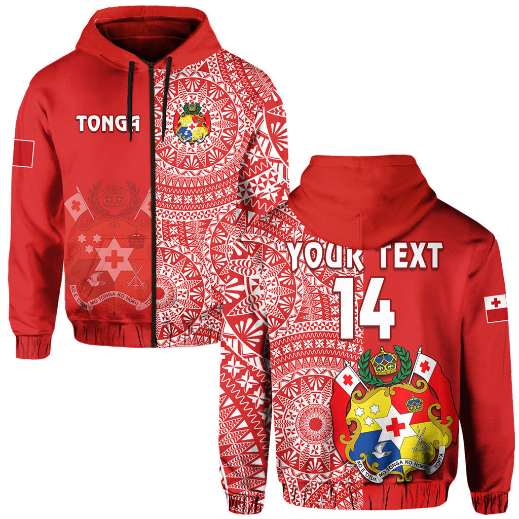 Custom Text And Number Tonga Hoodie Tongan Coat Of Arms Ngatu Pattern LT14