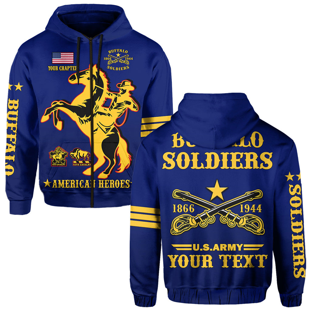 (Custom Text And Chapter) Buffalo Soldiers Hoodie BSMC United States Army Simple Style LT14