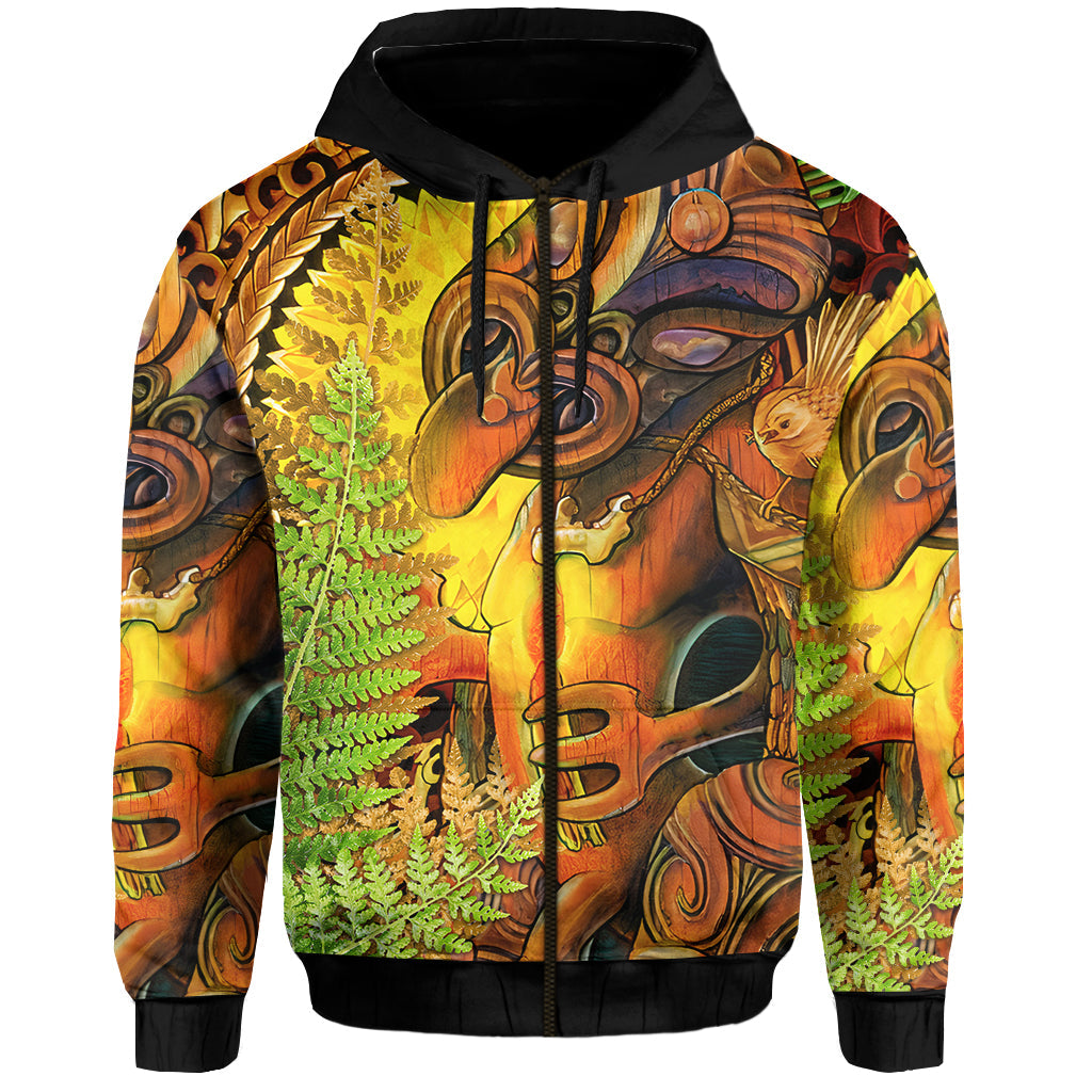 Custom Personalised Hei Tiki Maori Hoodie Fern Aotearoa Ta Moko Sun LT13