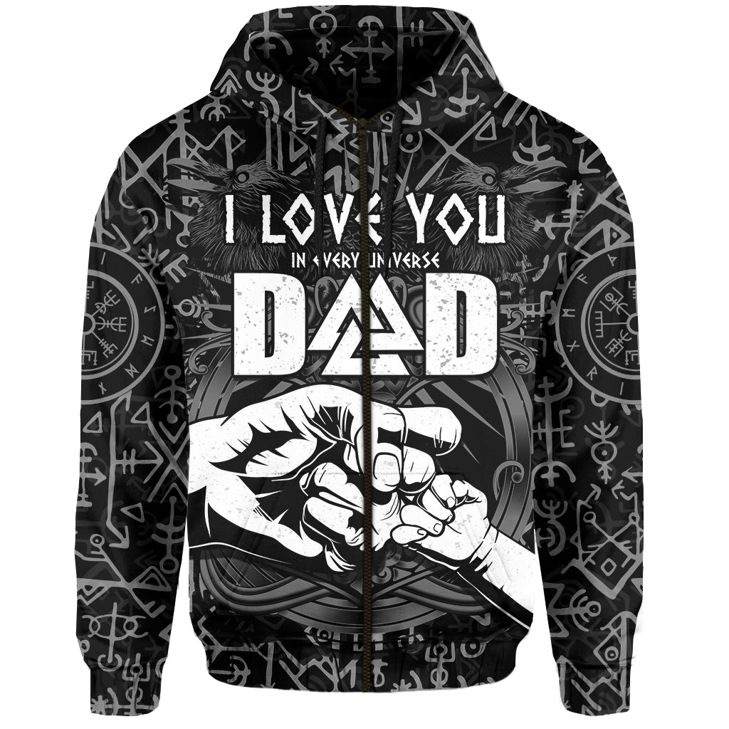 Viking Dad Hoodie Happy Fathers Day Style Runes and Mjolnir LT13