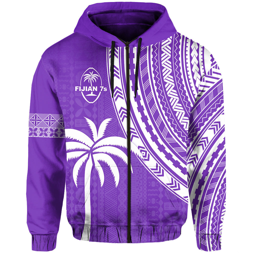 Custom Text and Number Fiji Rugby Sevens Hoodie Fijian 7s Tapa Polynesian Purple LT13