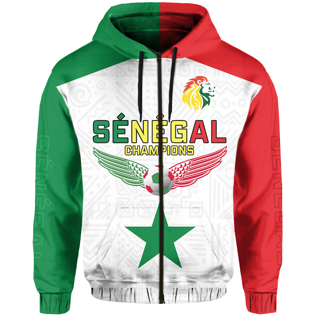 Custom Senegal Football Hoodie Lions of Teranga Champions Soccer Wings Flying LT13