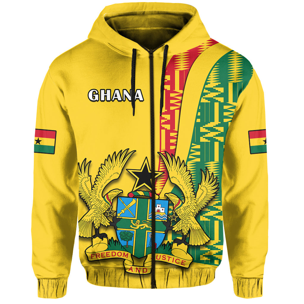 Custom Ghana Hoodie Ghanan Coat Of Arms Mix Kente Pattern LT14