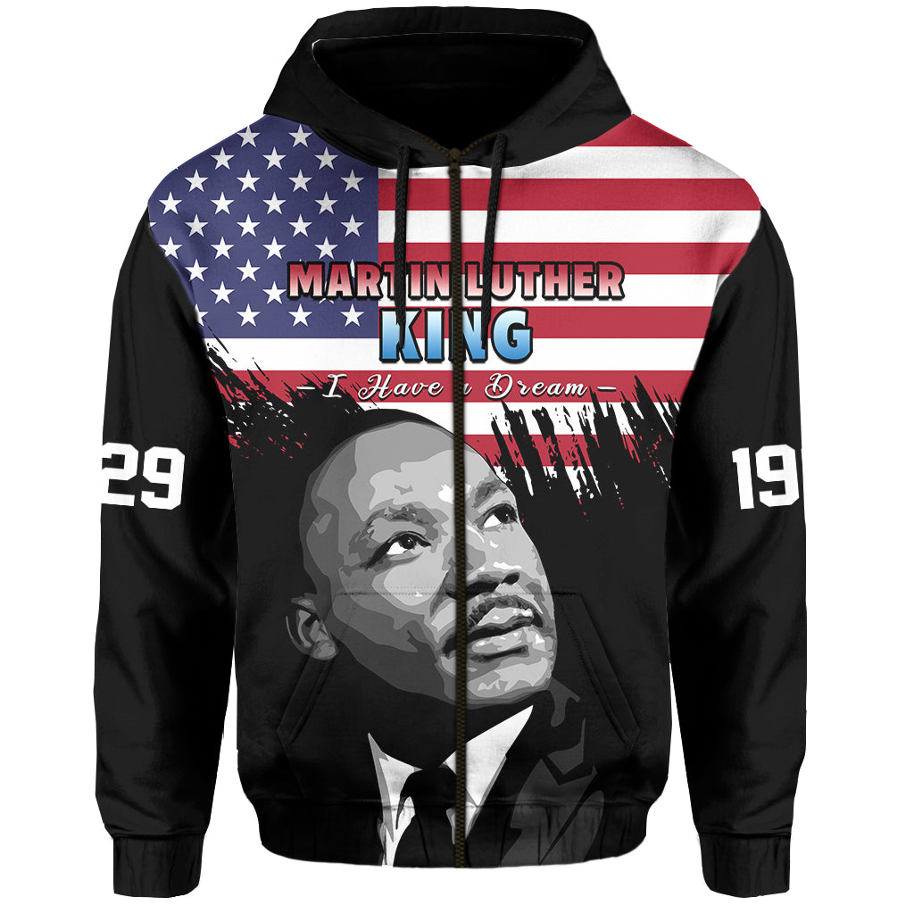 Custom United States Hoodie United States Happy MLK Day Flag Grunge Style LT14