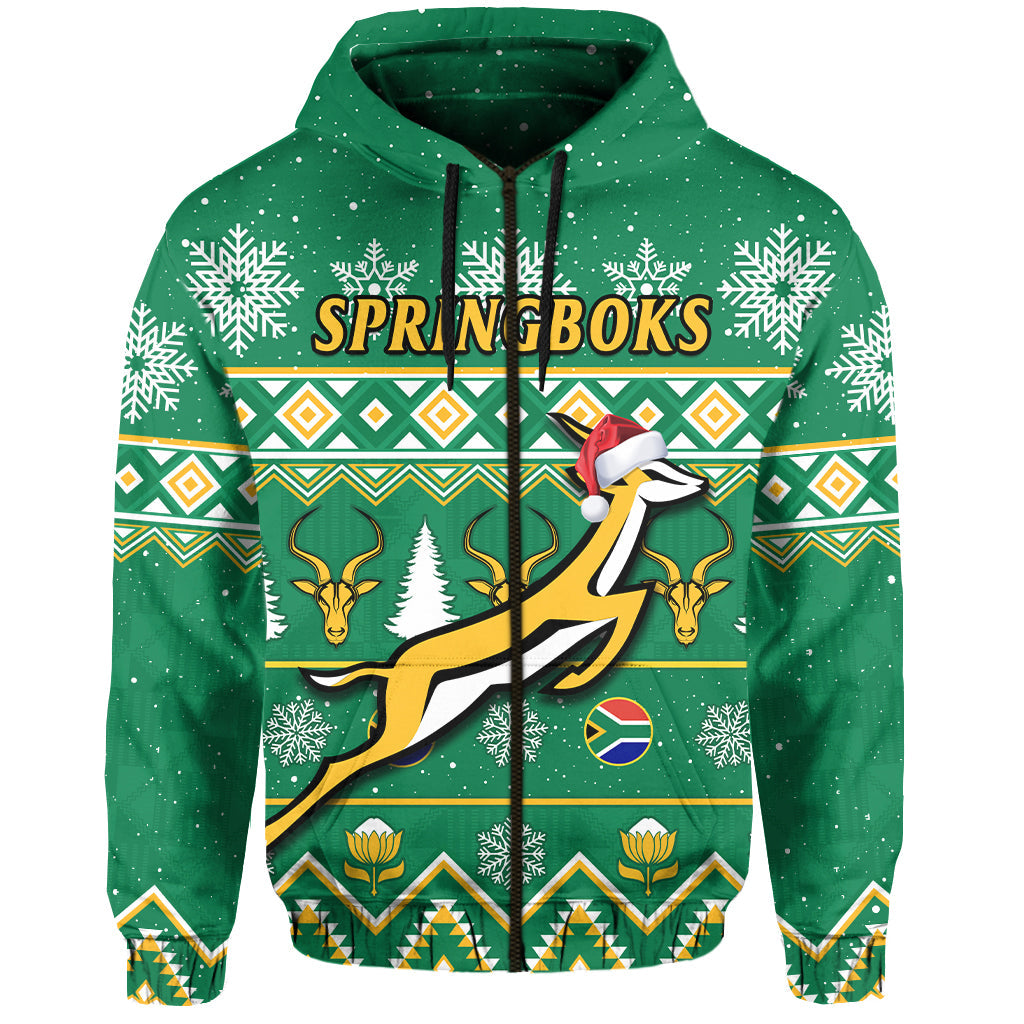 Custom South Africa Rugby Christmas Hoodie Springboks Proud Geseende Kersfees LT14