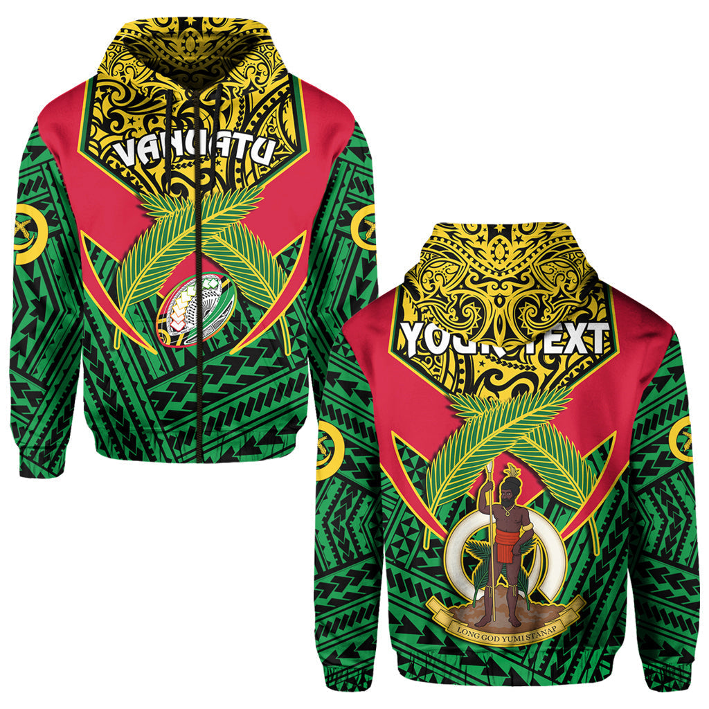 Custom Personalised Vanuatu Rugby Hoodie Coat Of Arms Polynesian Pattern LT14