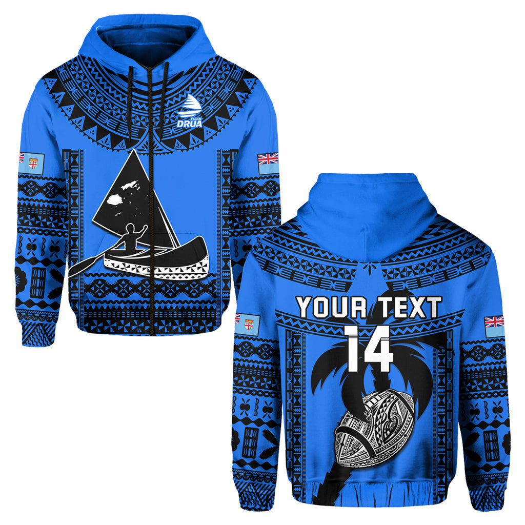 Custom Text And Number Fiji Rugby Hoodie Fijian Drua Super Polynesian Special Tapa Pattern LT14