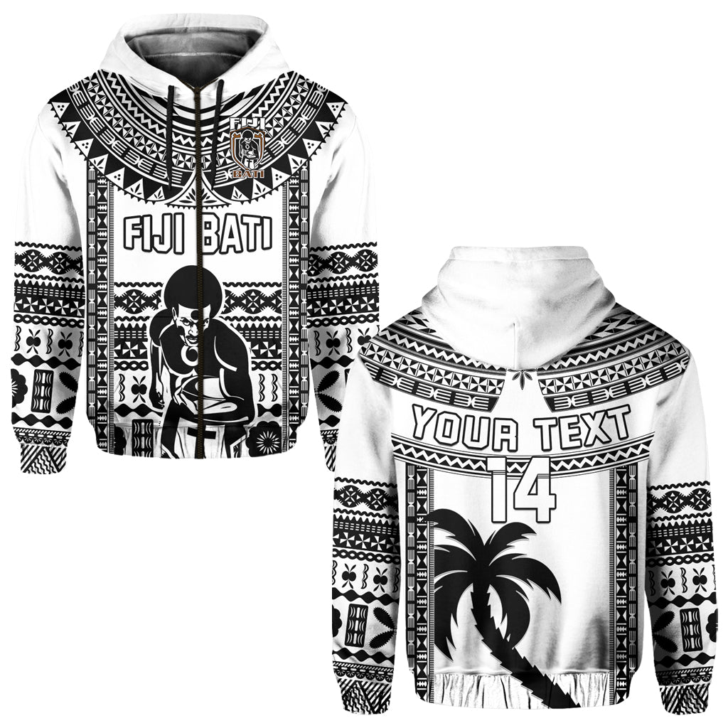Custom Text And Number Fiji Rugby Hoodie Pacific The Bati Black Fijian Tapa LT14