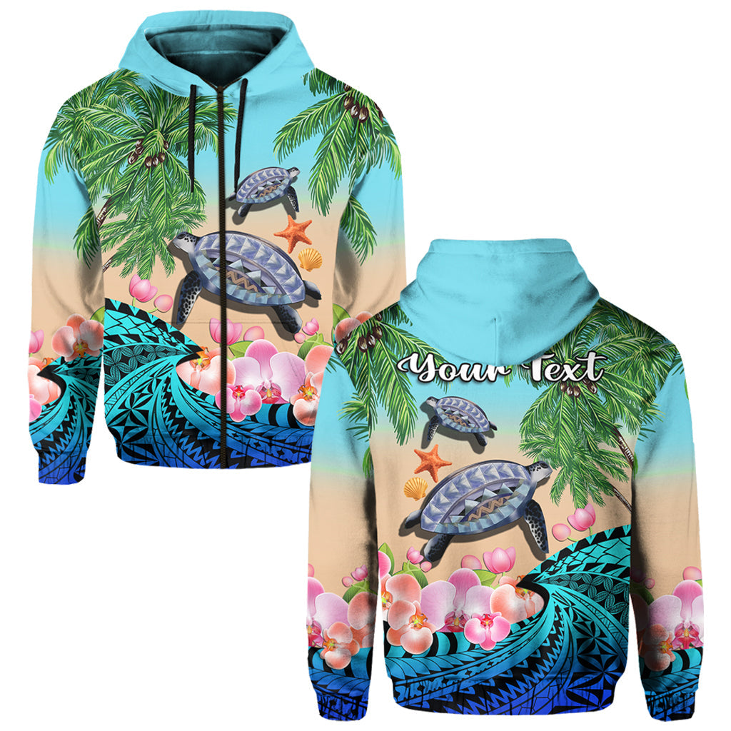 Custom Personalised Polynesian Turtle Coconut Tree And Orchids Hoodie LT14