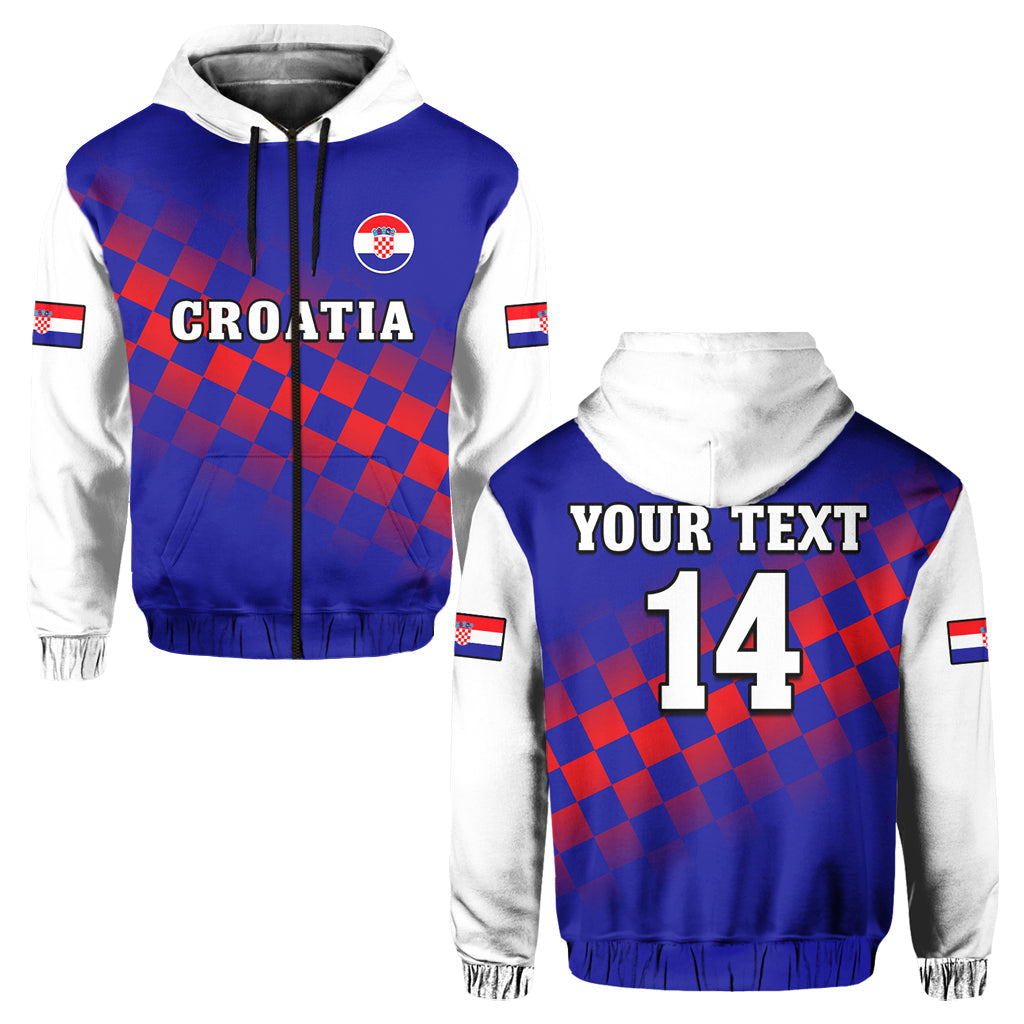Custom Croatia Football Hoodie Hrvatska Checkerboard Blue Version LT14