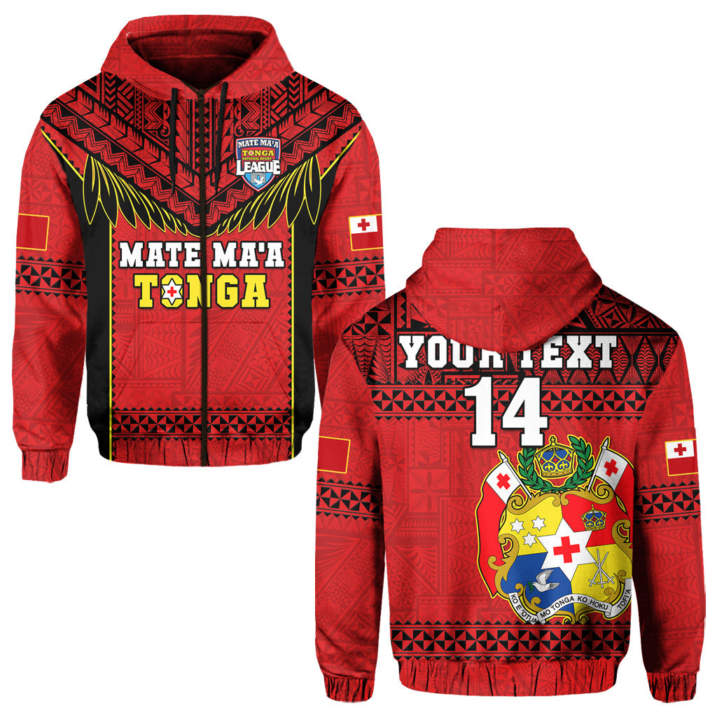 Custom Text And Number Tonga Rugby Hoodie Mate Maa Tonga Pacific Ngatu Black LT14
