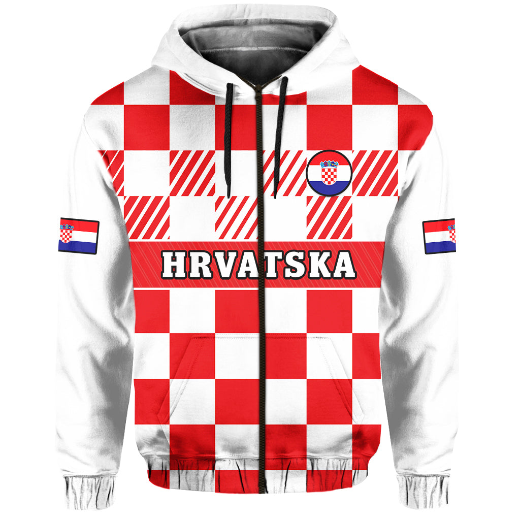 Custom Croatia Football Hoodie Hrvatska Checkerboard Red Version LT14