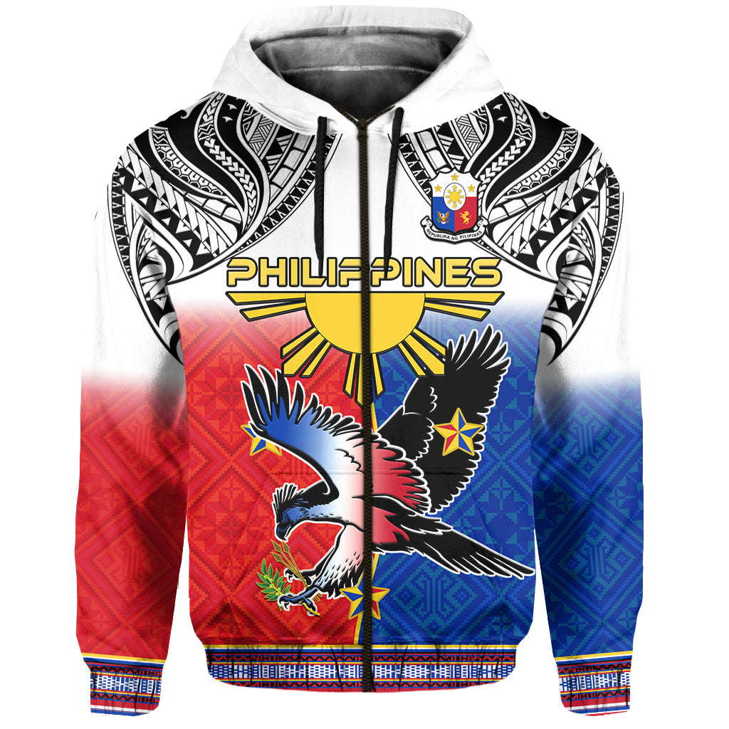 Custom Personalised Philippines Hoodie Polynesian Filipino Pattern With Eagle LT14