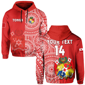 Custom Text And Number Tonga Hoodie Tongan Coat Of Arms Ngatu Pattern LT14
