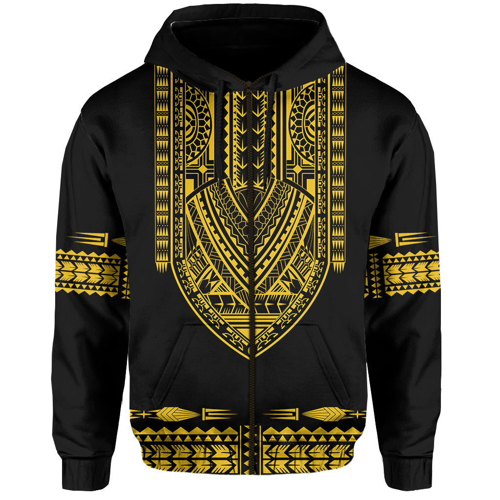 Custom Personalised Polynesian Hoodie Dashiki With Polynesian Tattoo Royal Golden Version LT14