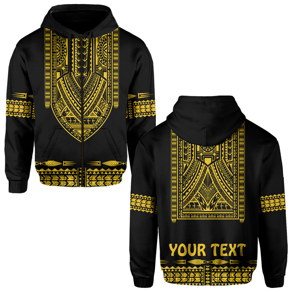 Custom Personalised Polynesian Hoodie Dashiki With Polynesian Tattoo Royal Golden Version LT14