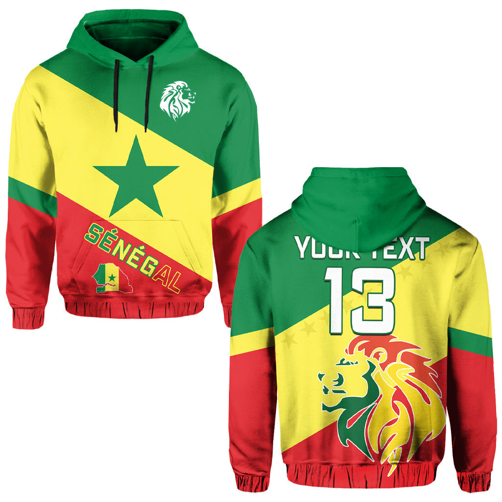 Custom Senegal Football Hoodie Lions of Teranga Soccer Football 2022 Style Flag LT13