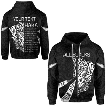 Custom Personalised New Zealand Rugby Hoodie Haka All Black mix Ta Moko LT13