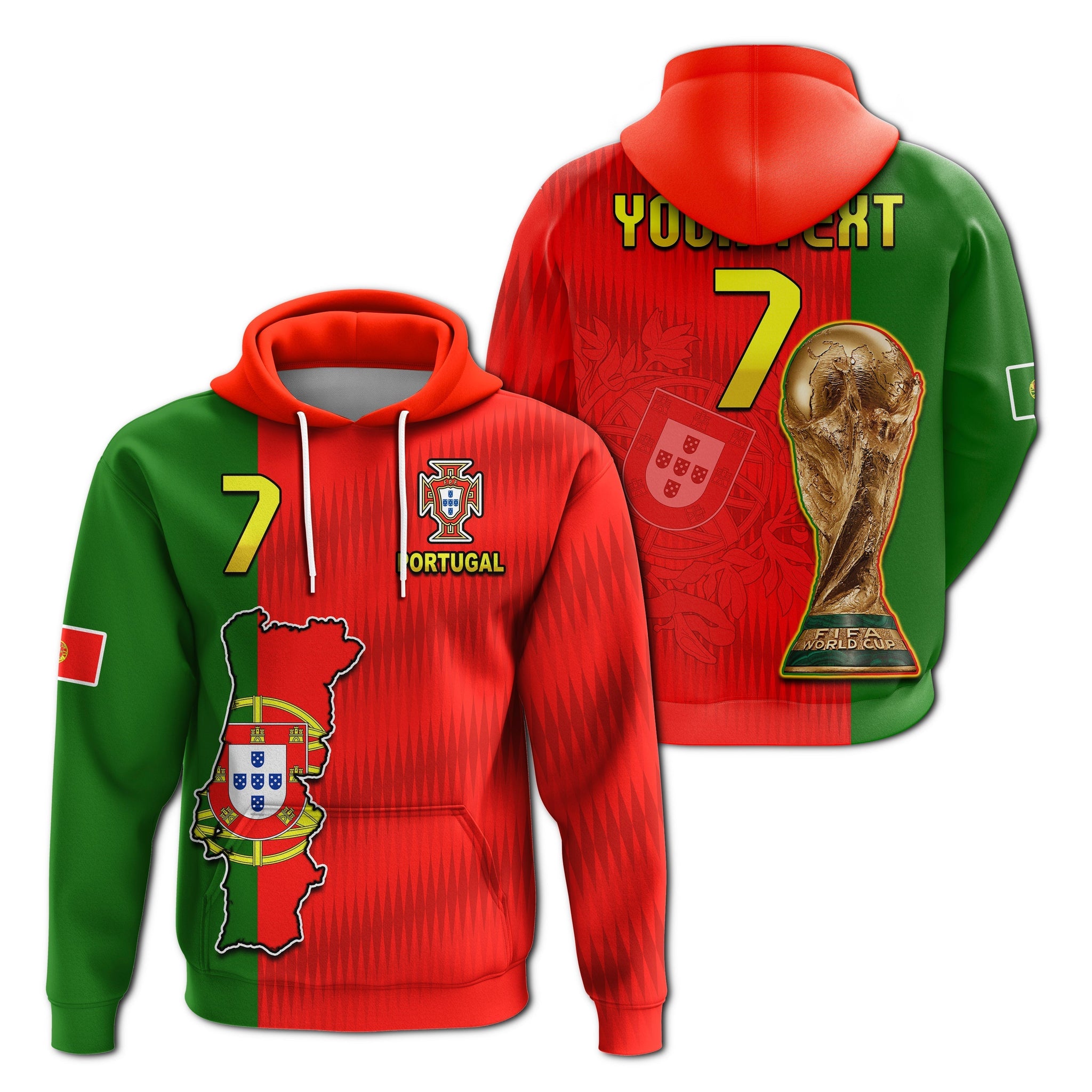 Custom Portugal Football 2022 Hoodie Style Flag Portuguese Champions LT13