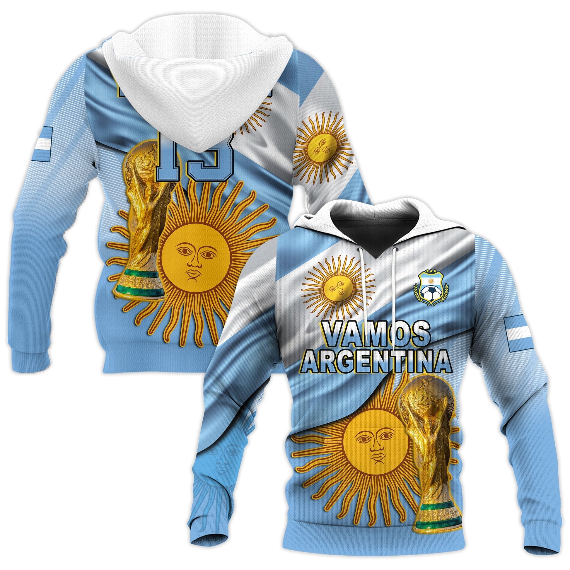 Custom Football Hoodie Vamos La Albiceleste Champions World Cup Vibe Flag LT13