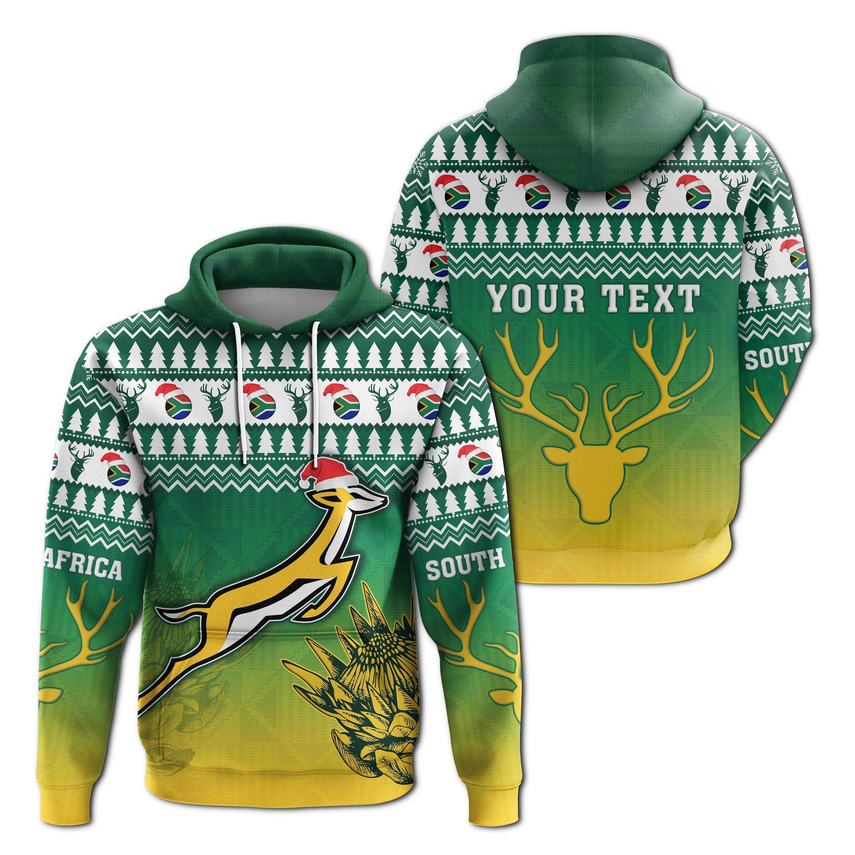 South Africa Rugby Christmas Custom Hoodie Proud Springboks LT13