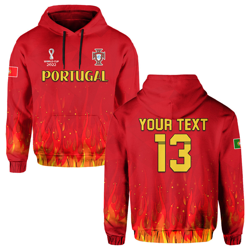 Custom Portugal Football Hoodie Champions Soccer World Cup My Heartbeat Fire LT13