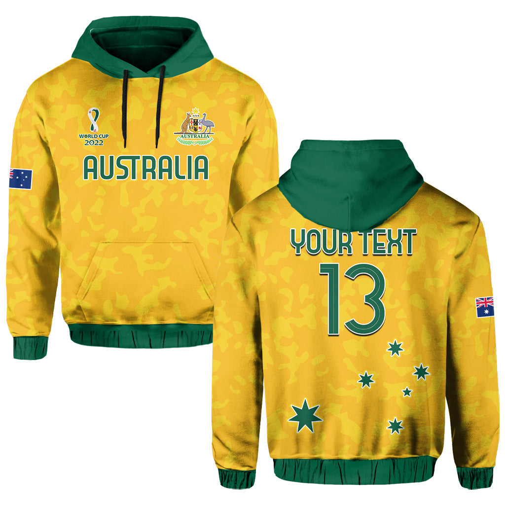 Custom Australia Soccer Hoodie World Cup Football 2022 Socceroos with Kangaroos LT13