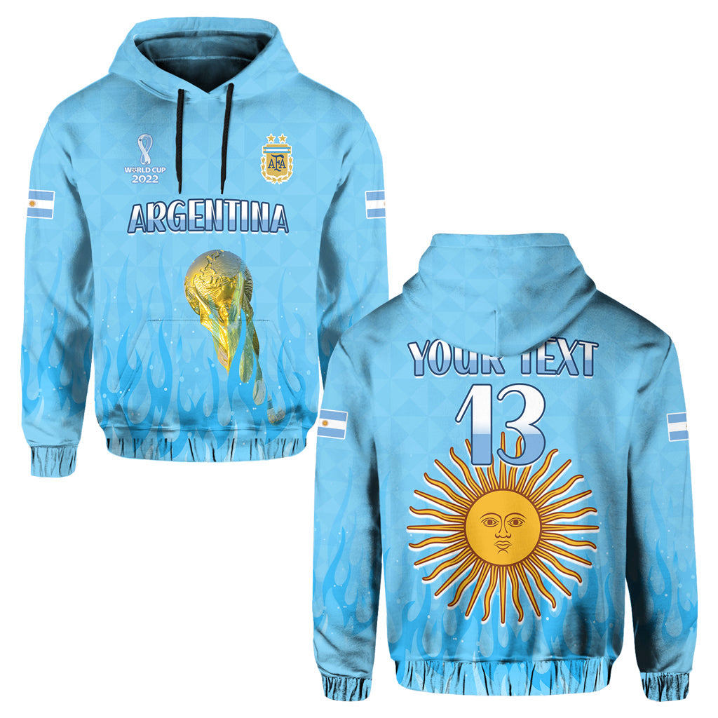 Custom Argentina Football Hoodie Vamos Sky Champions World Cup Fire LT13