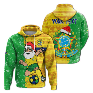 Custom Christmas Brazil Football Hoodie Santa Claus Selecao Champions LT13
