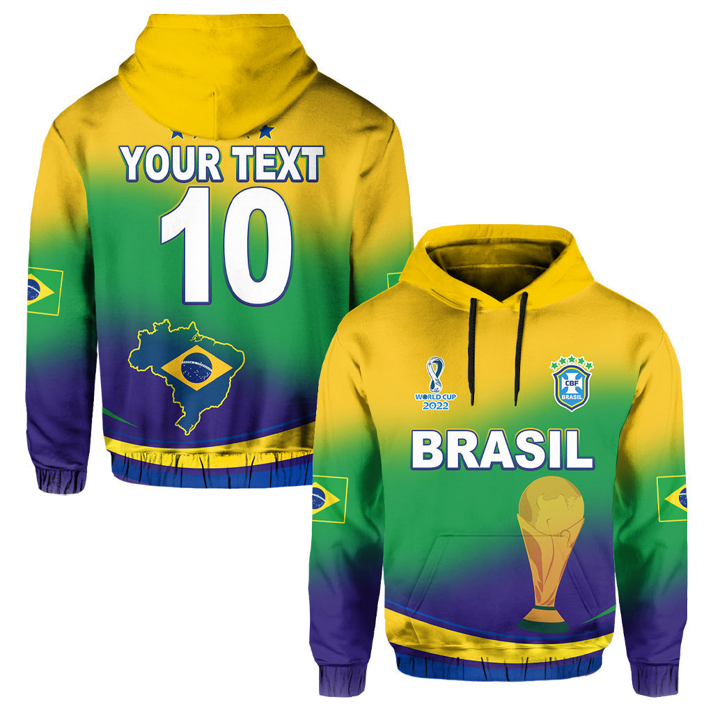 Custom Brazil Football Hoodie Soccer 2022 World Cup Selecao Brazil Campeao Style Color Flag LT13