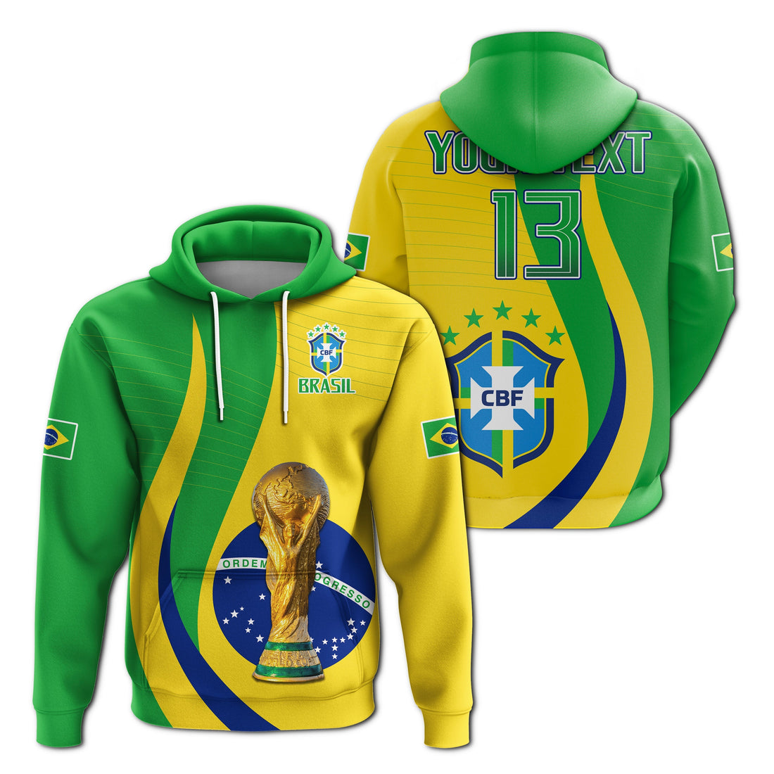 Custom Brazil Football Champions Hoodie Selecao Style Vibe LT13