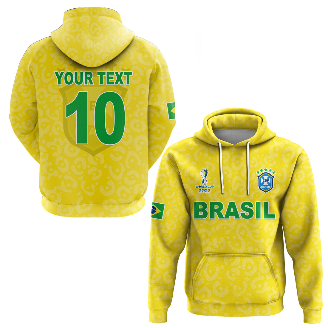 Custom Brazil Football Hoodie World Cup Champions Soccer 2022 Selecao Brazil Campeao LT13