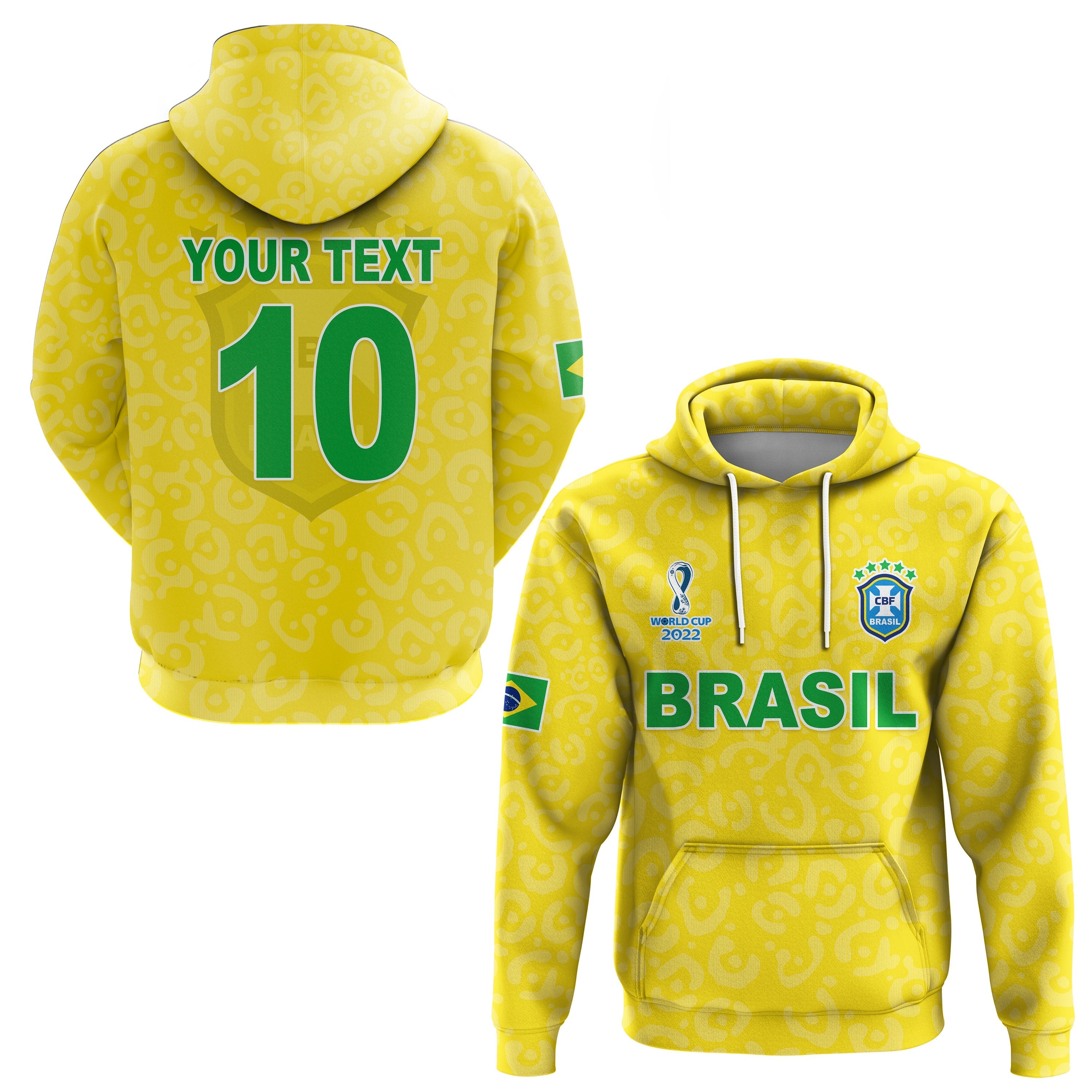 Custom Brazil Football Hoodie World Cup Champions Soccer 2022 Selecao Brazil Campeao LT13