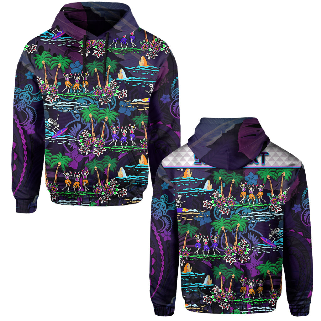 Custom Hawaii Skeleton Dancing Hoodie Halloween Hawaiian Turtle LT13