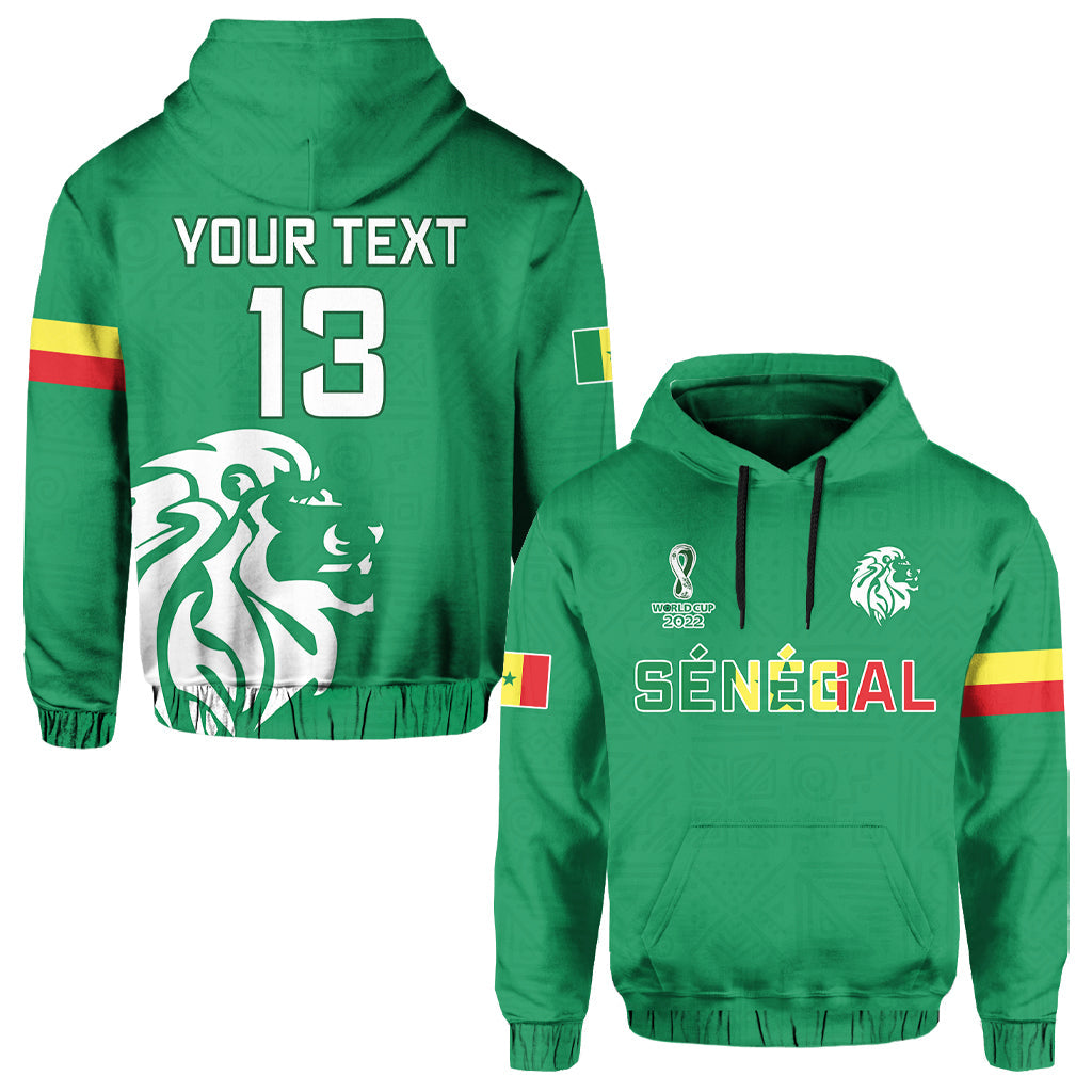 Custom Senegal Football Hoodie Lions of Teranga Soccer Champions World Cup LT13