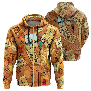 African Hoodie African Women Stam Zip Hoodie