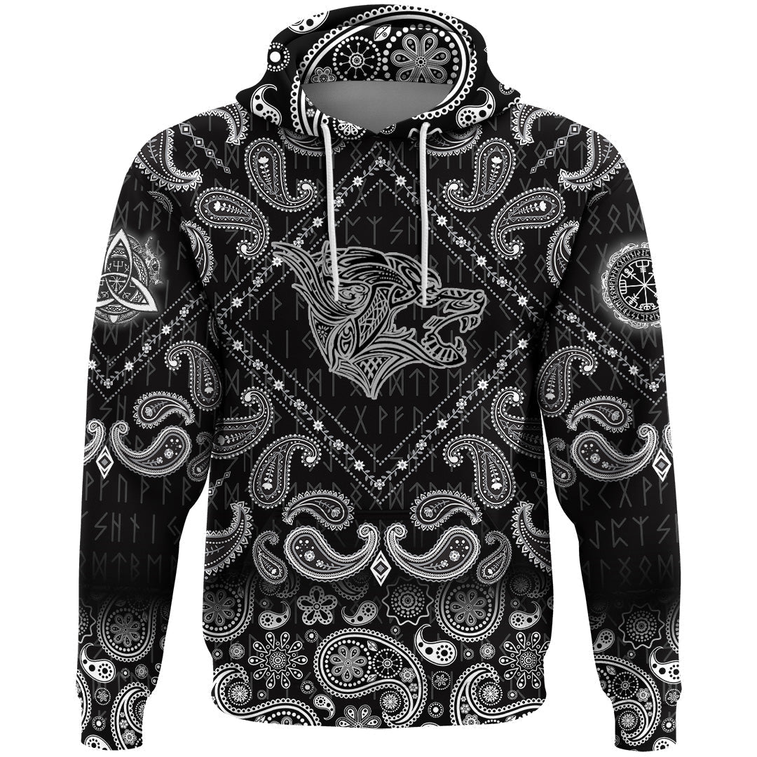 Viking Hoodie Haiti Pattern Style with Bandana Paisley Style RLT12