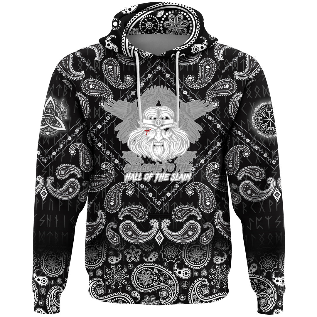 Viking Hoodie Hall Of Slain with Bandana Paisley Style RLT12