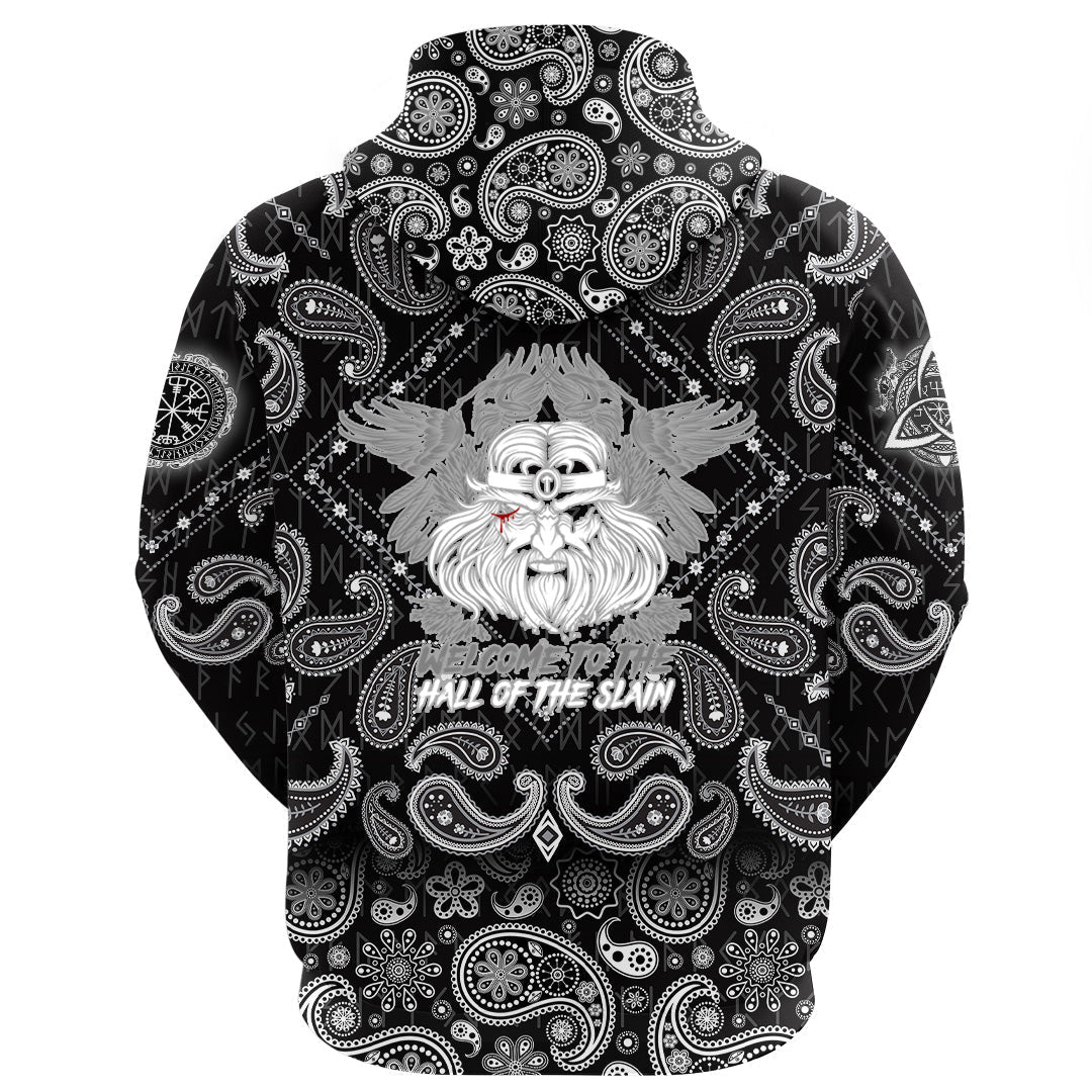 Viking Hoodie Hall Of Slain with Bandana Paisley Style RLT12