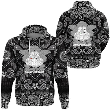 Viking Hoodie Hall Of Slain with Bandana Paisley Style RLT12