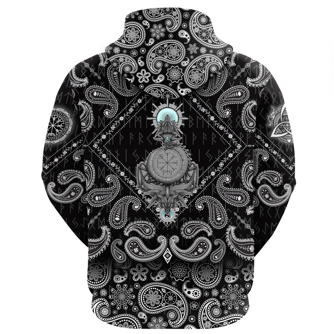 Viking Hoodie Hati Skoll with Bandana Paisley Style RLT12