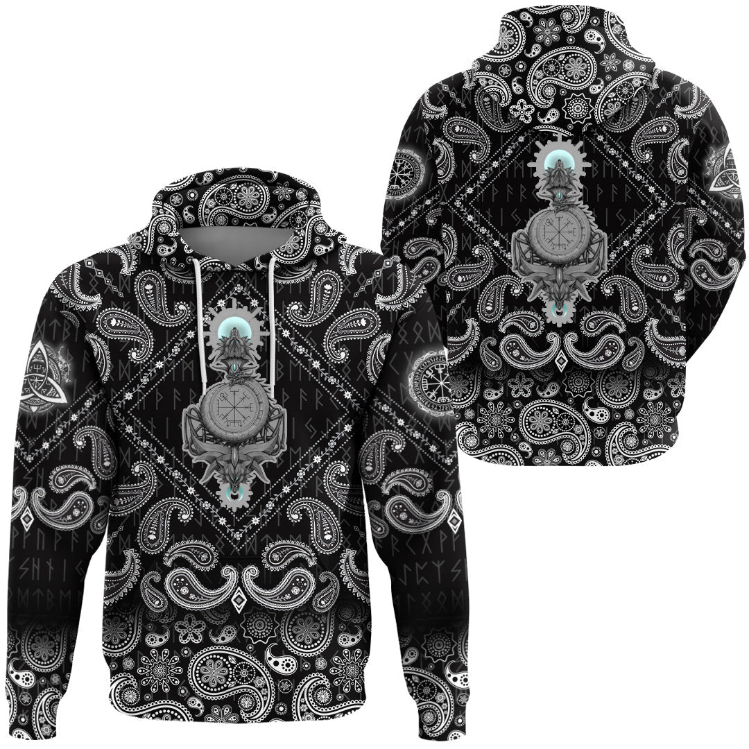 Viking Hoodie Hati Skoll with Bandana Paisley Style RLT12