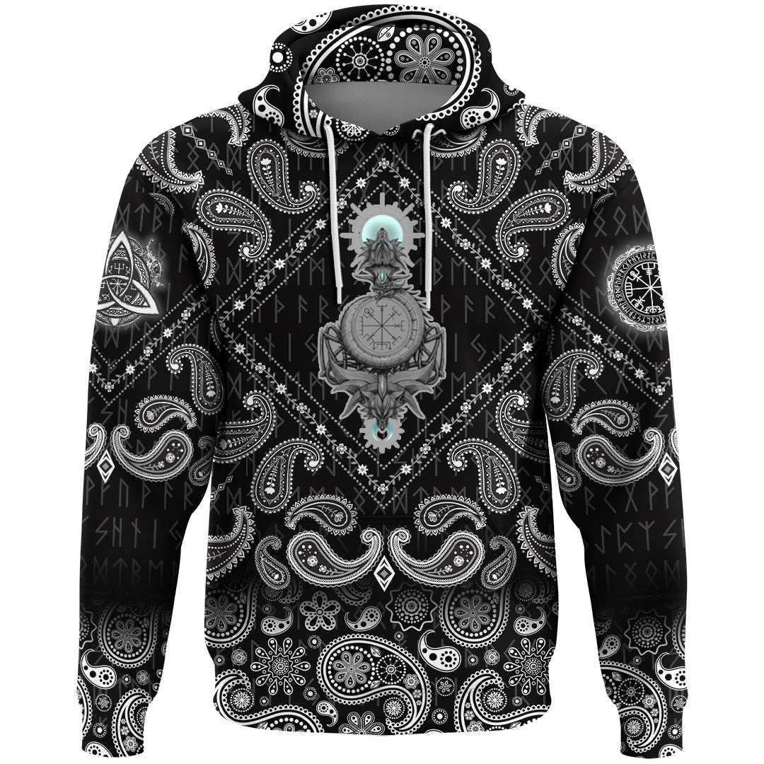 Viking Hoodie Hati Skoll with Bandana Paisley Style RLT12
