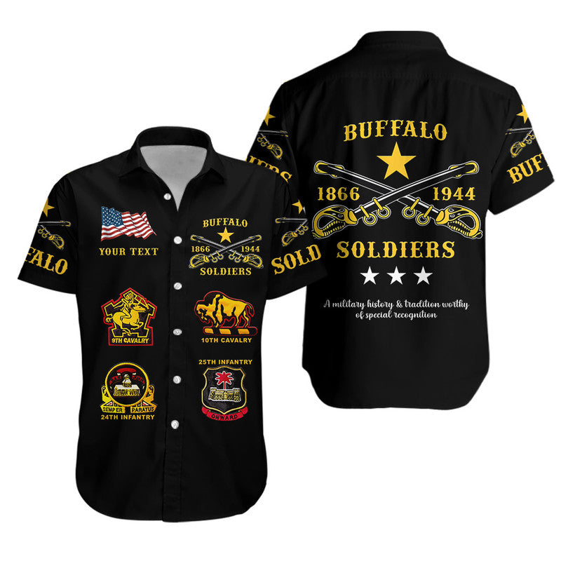 Personalized Buffalo Soldiers Hawaiian Shirt African American Military Original Style - Black