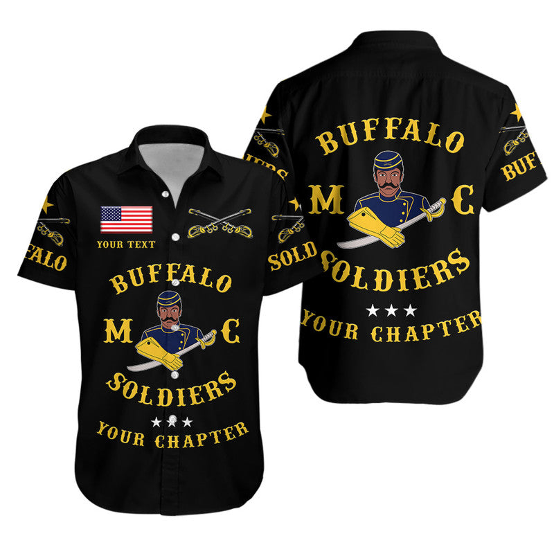 Personalized Buffalo Soldiers Motorcycle Club BSMC Hawaiian Shirt Simple Style - Black